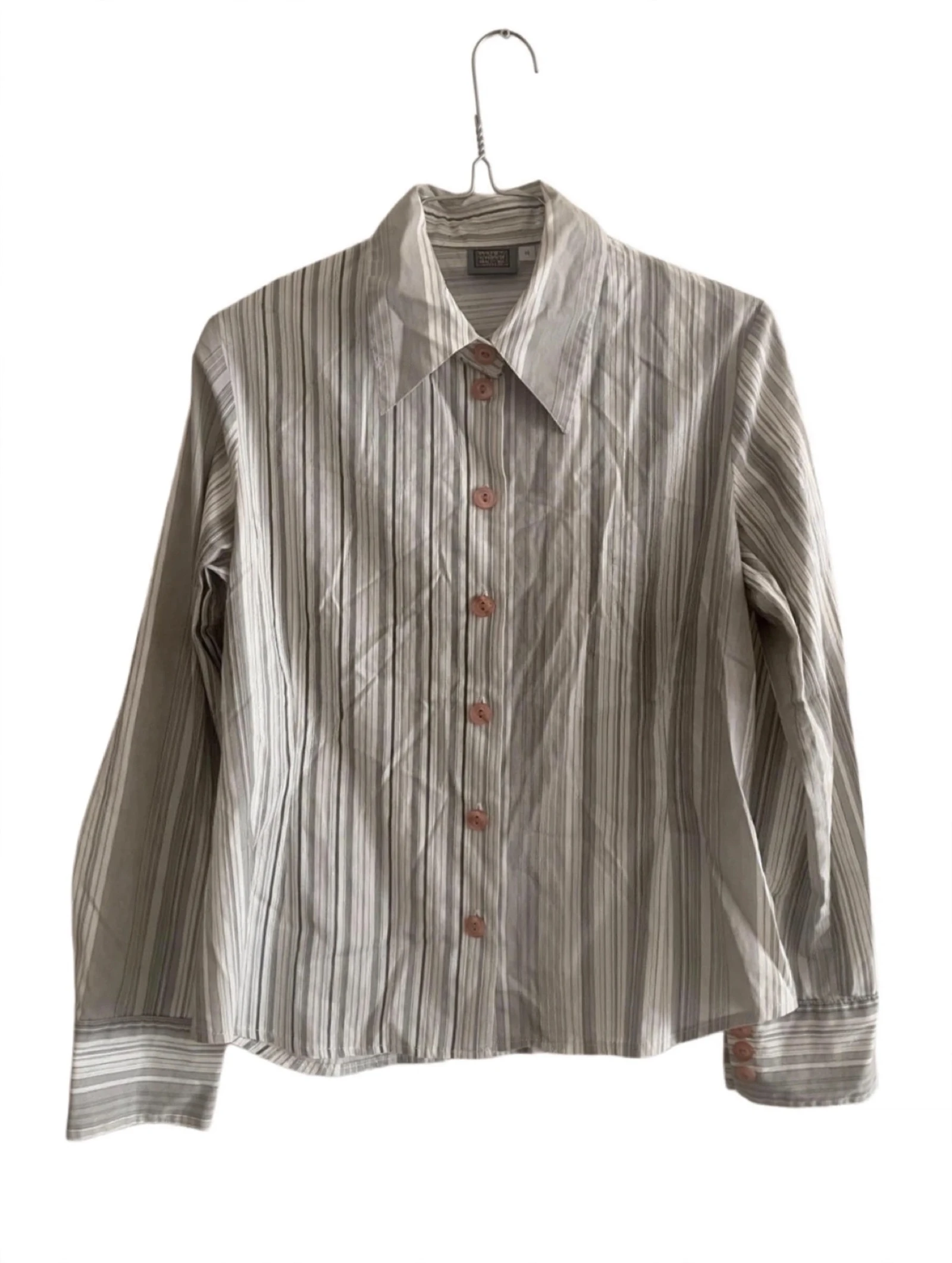 Chemise Femme T38 Green Ice - Rayures Grises - Chemisier Boutonné